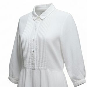 EU 44 White Rosso35 100% A-line Linen Peasant Dress Italy Summer Essentials